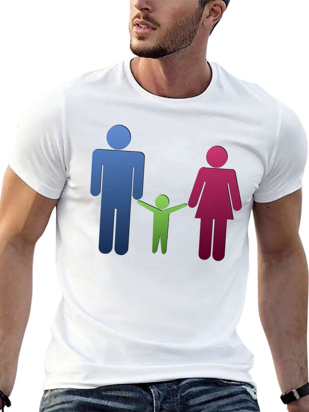 Family Stick Figure Black T-Shirt