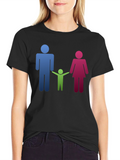 Family Stick Figure Black T-Shirt