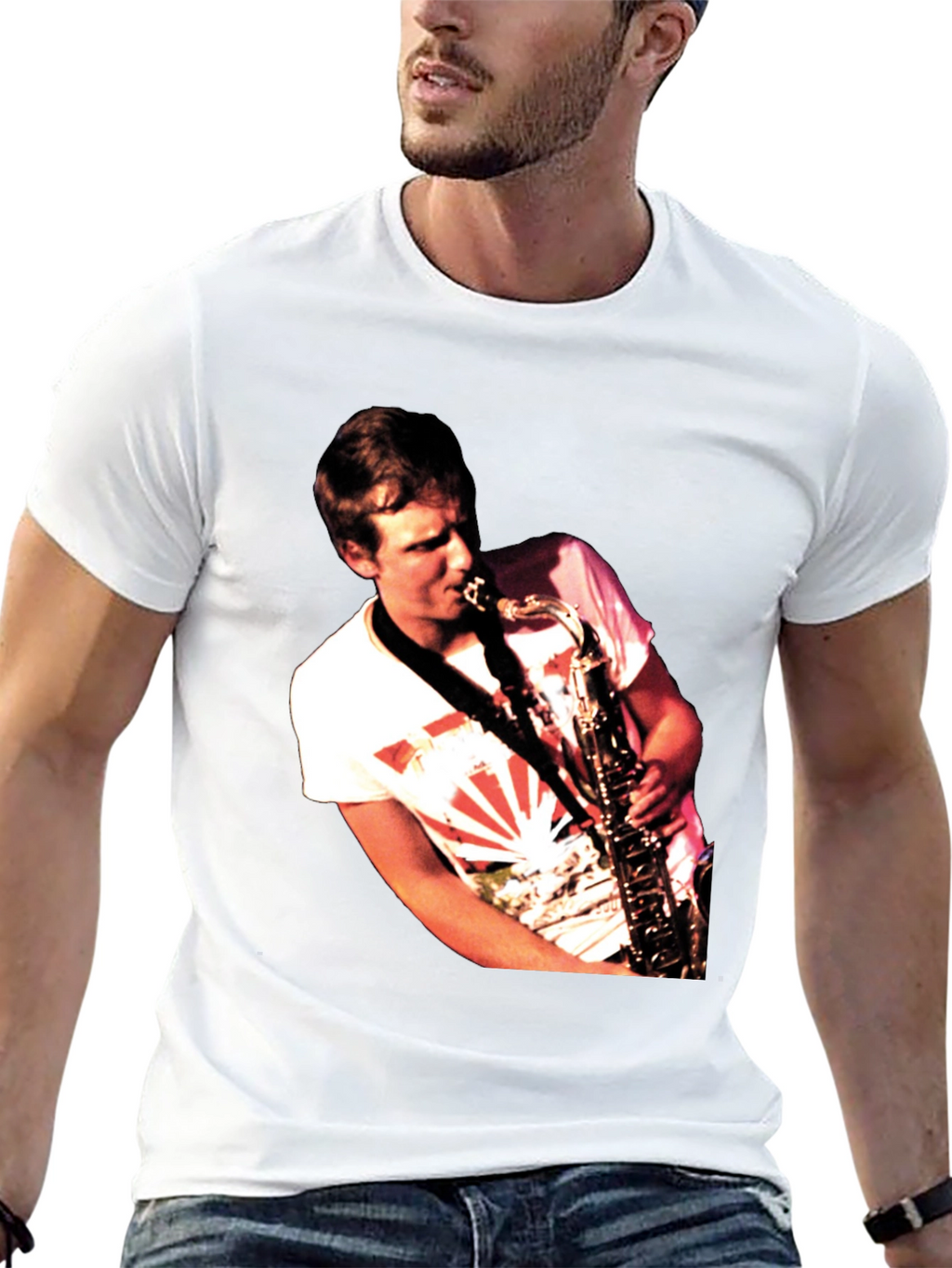 Saxophone Player Graphic Black T-Shirt
