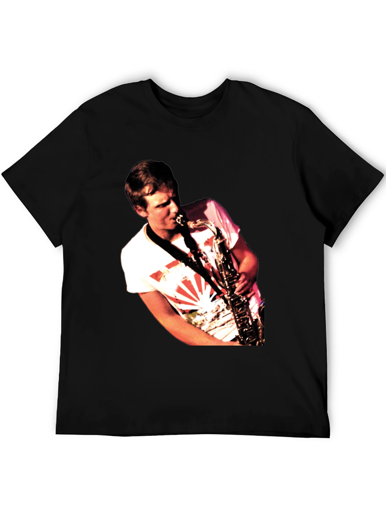 Saxophone Player Graphic Black T-Shirt