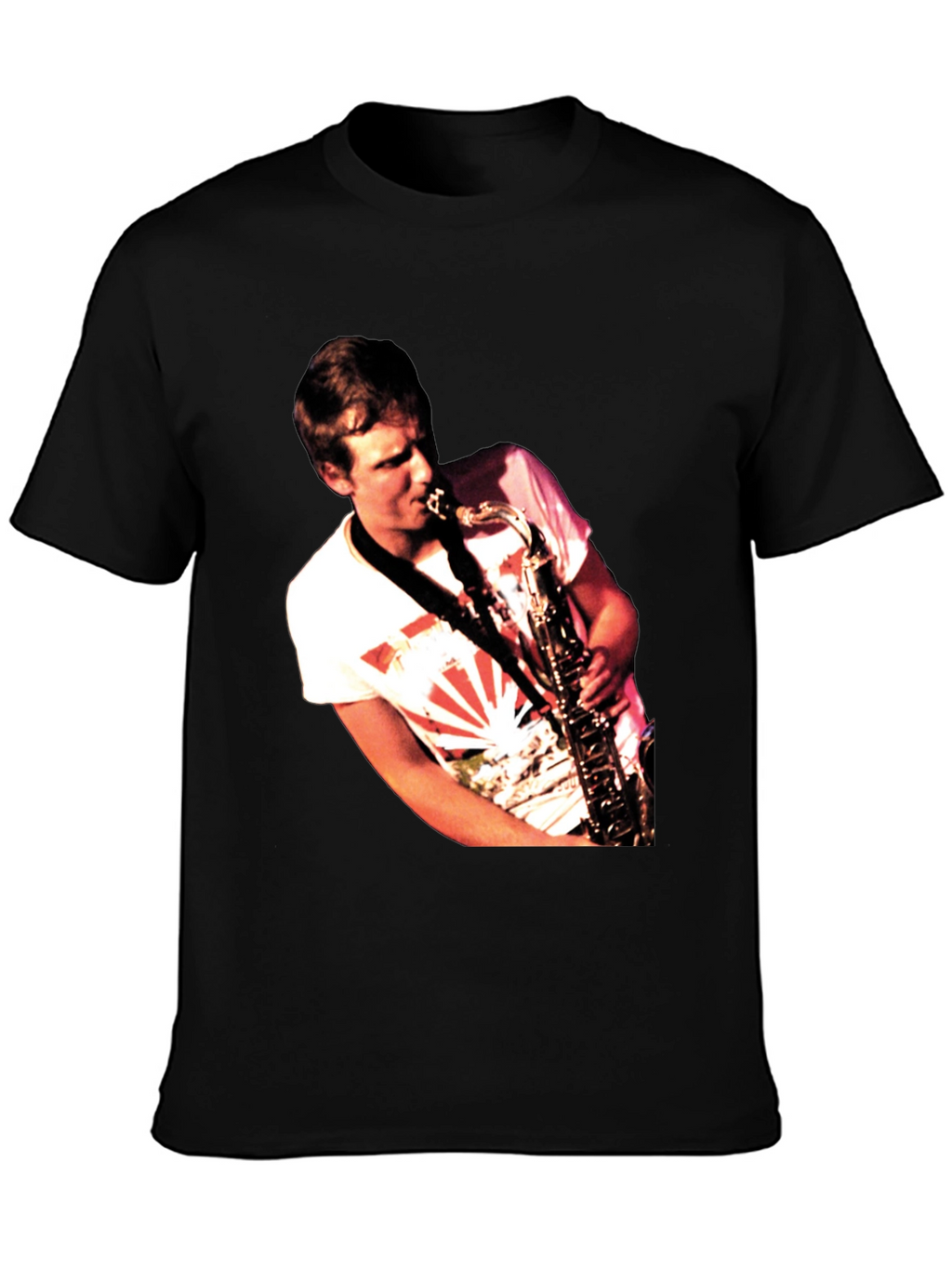 Saxophone Player Graphic Black T-Shirt