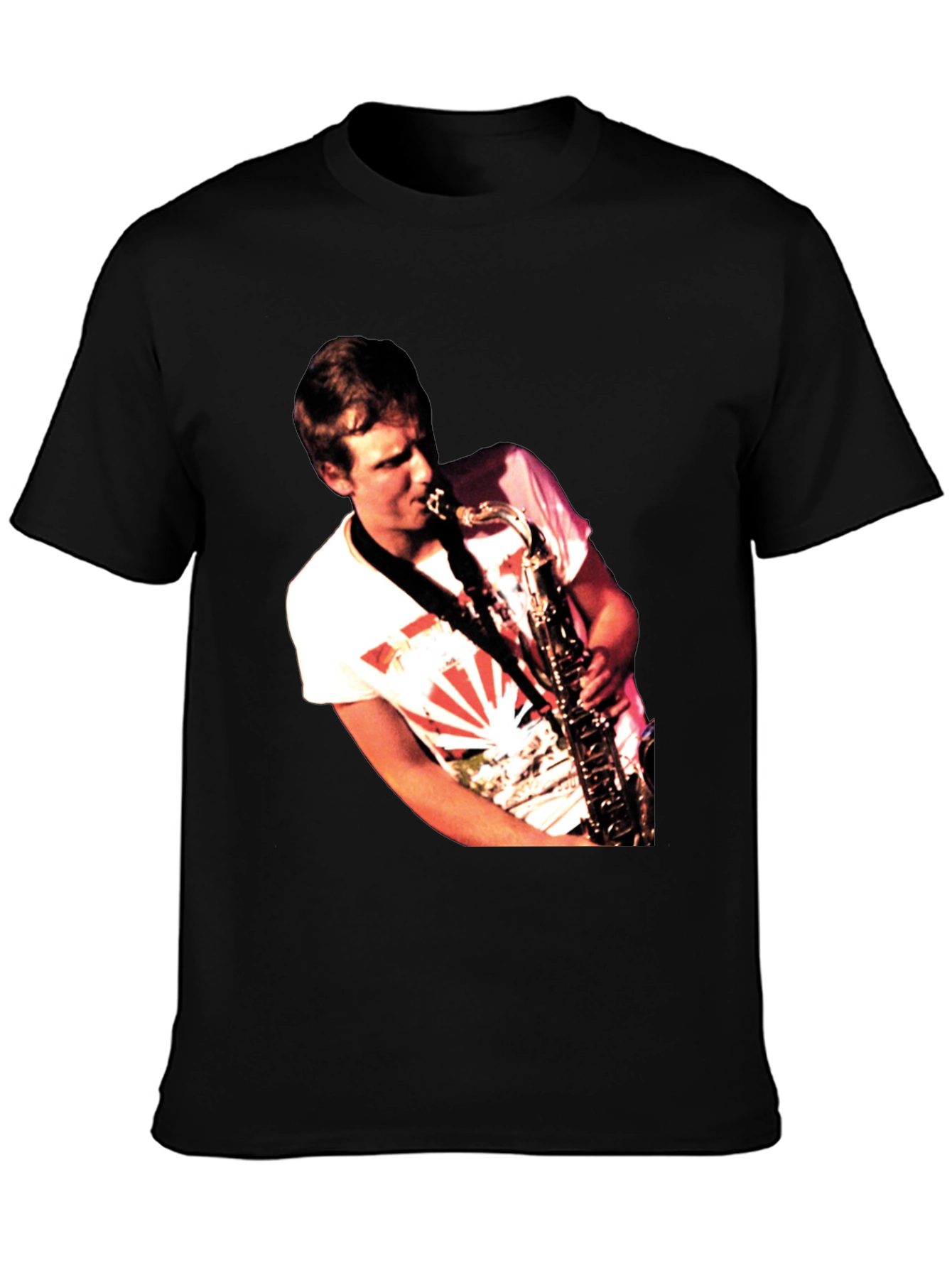 Saxophone Player Graphic Black T-Shirt