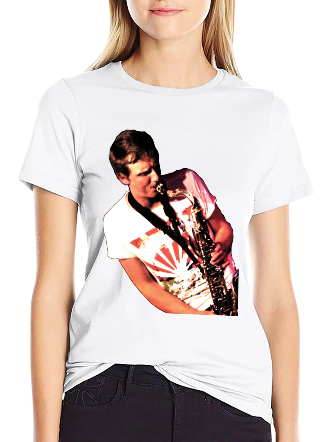 Saxophone Player Graphic Black T-Shirt