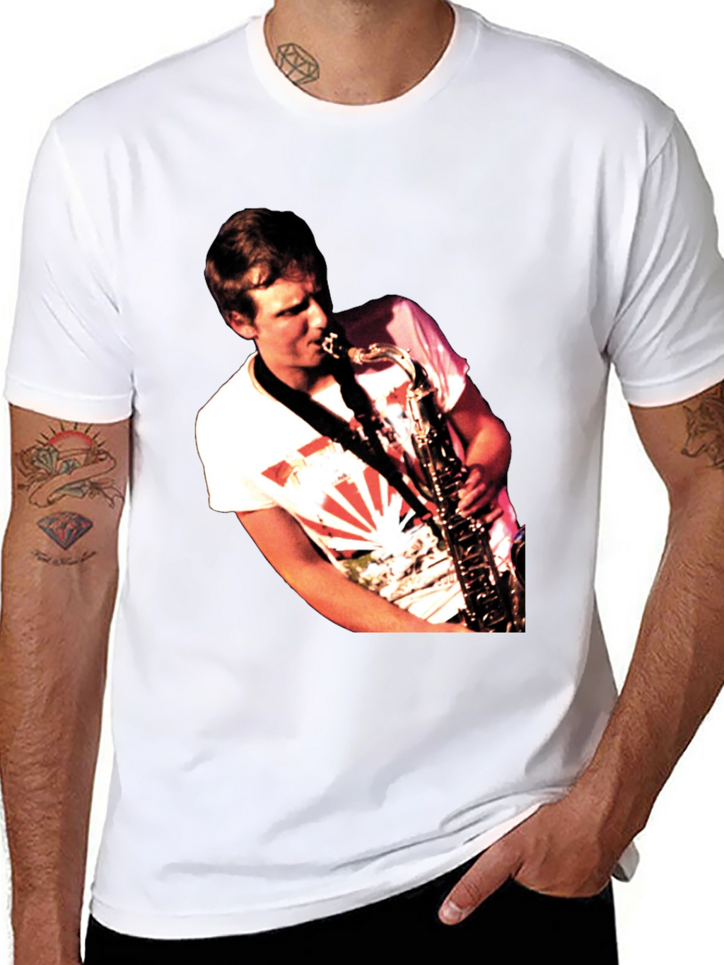Saxophone Player Graphic Black T-Shirt