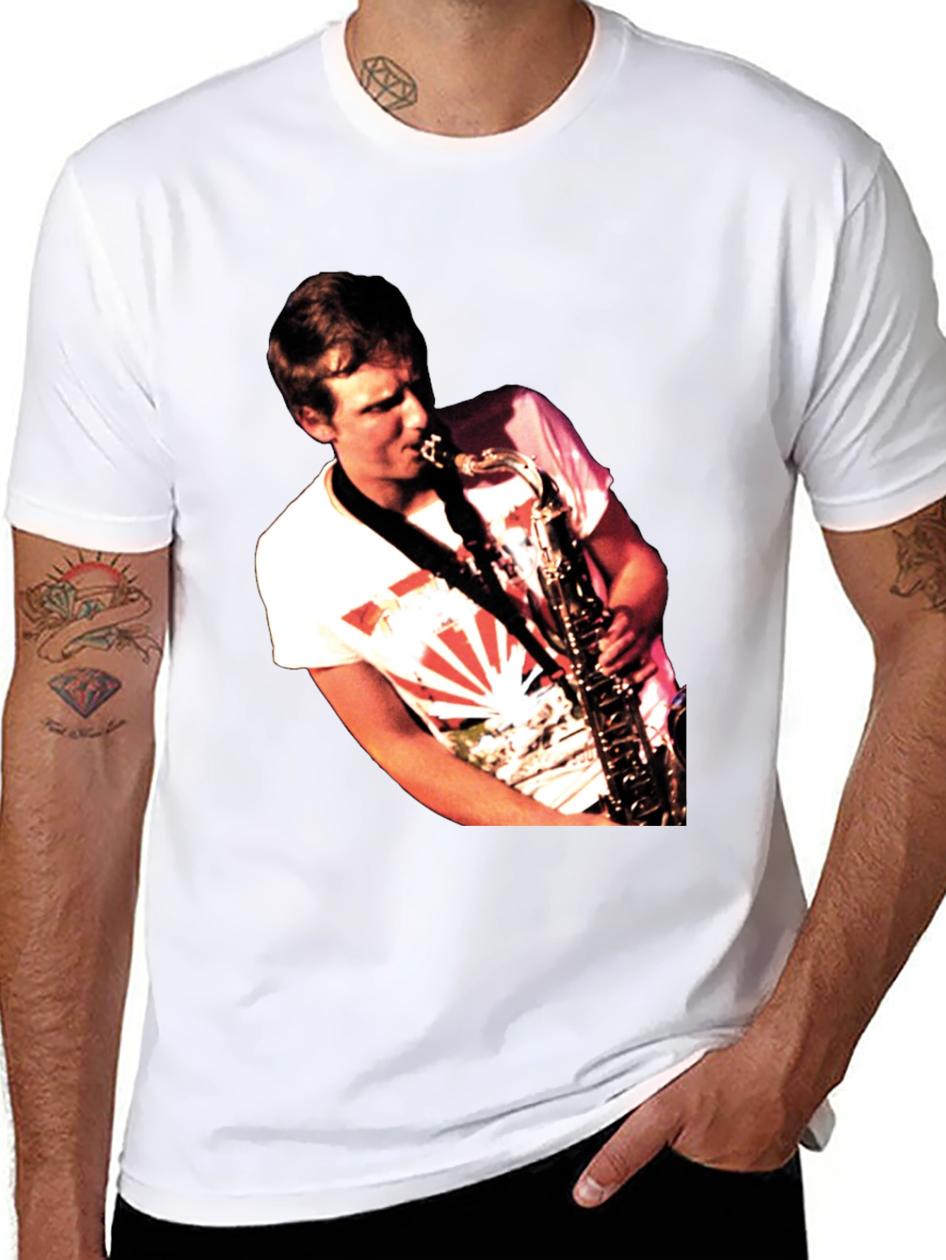 Saxophone Player Graphic Black T-Shirt