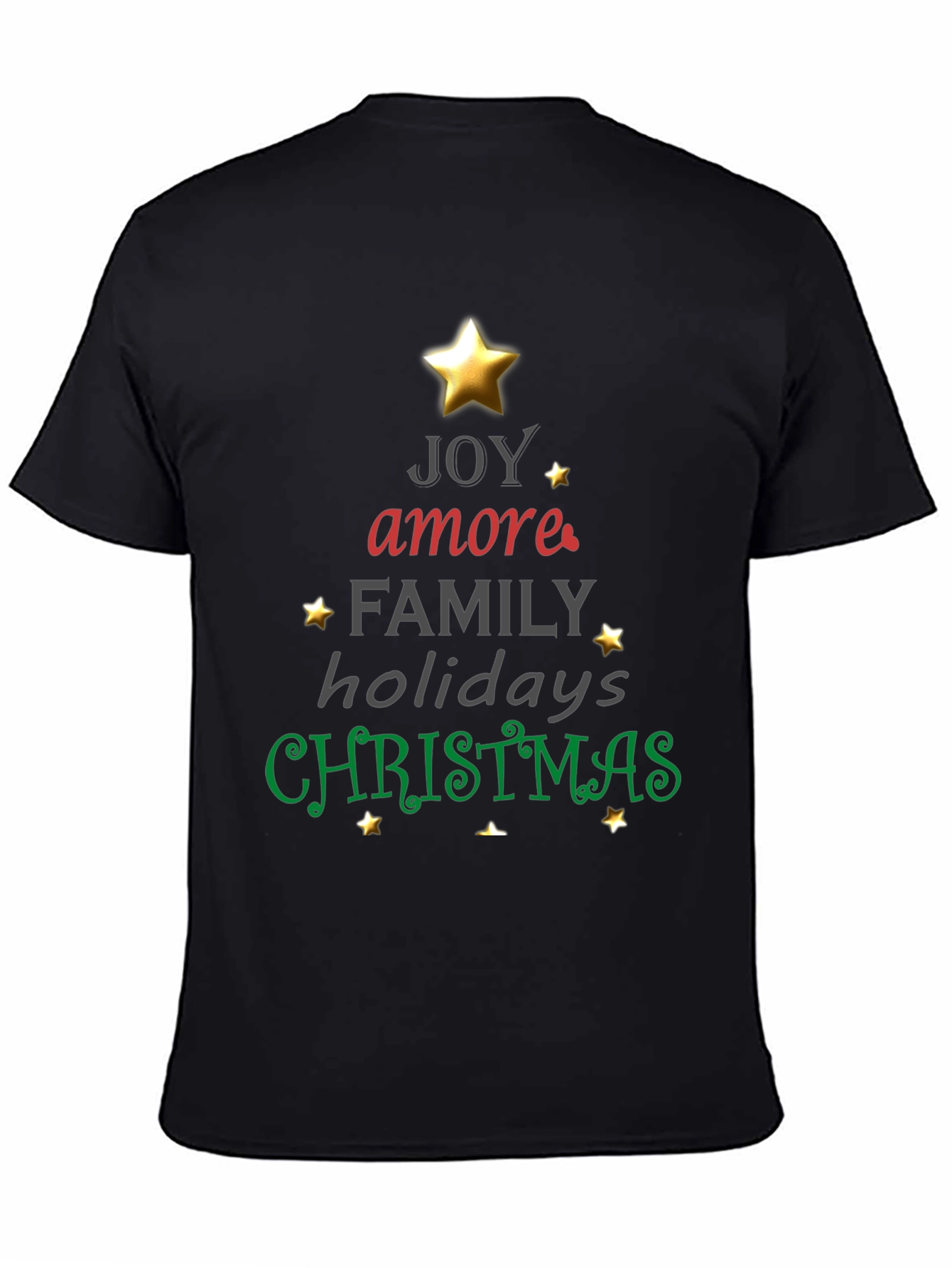 Christmas Tree Word Art T-Shirt - Joy Amore Family