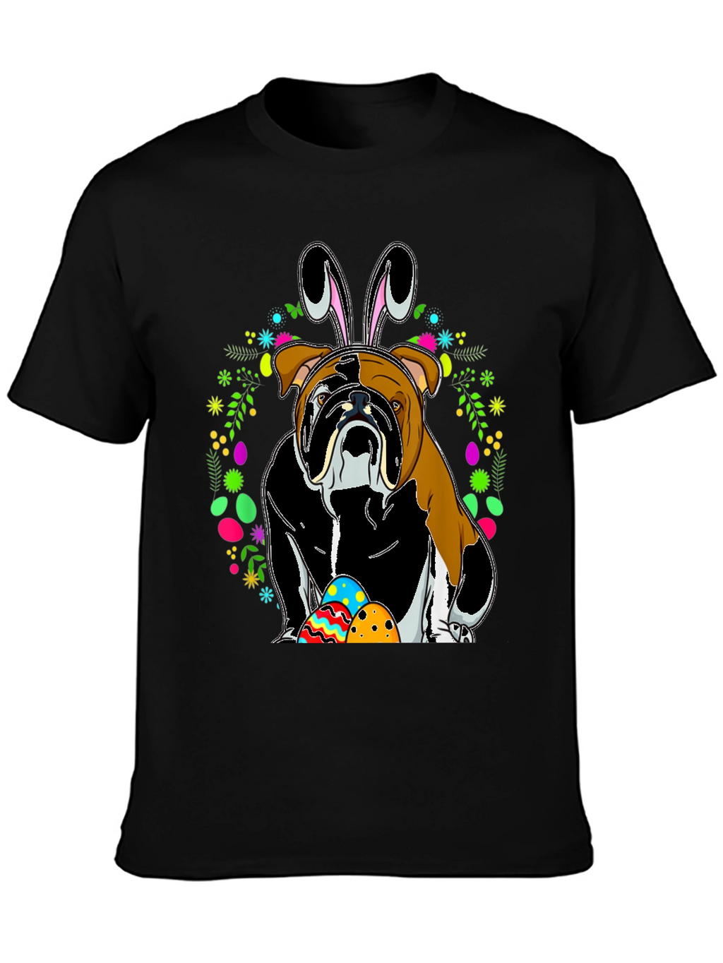 Bulldog Easter Bunny T-Shirt - Mens Black Tee