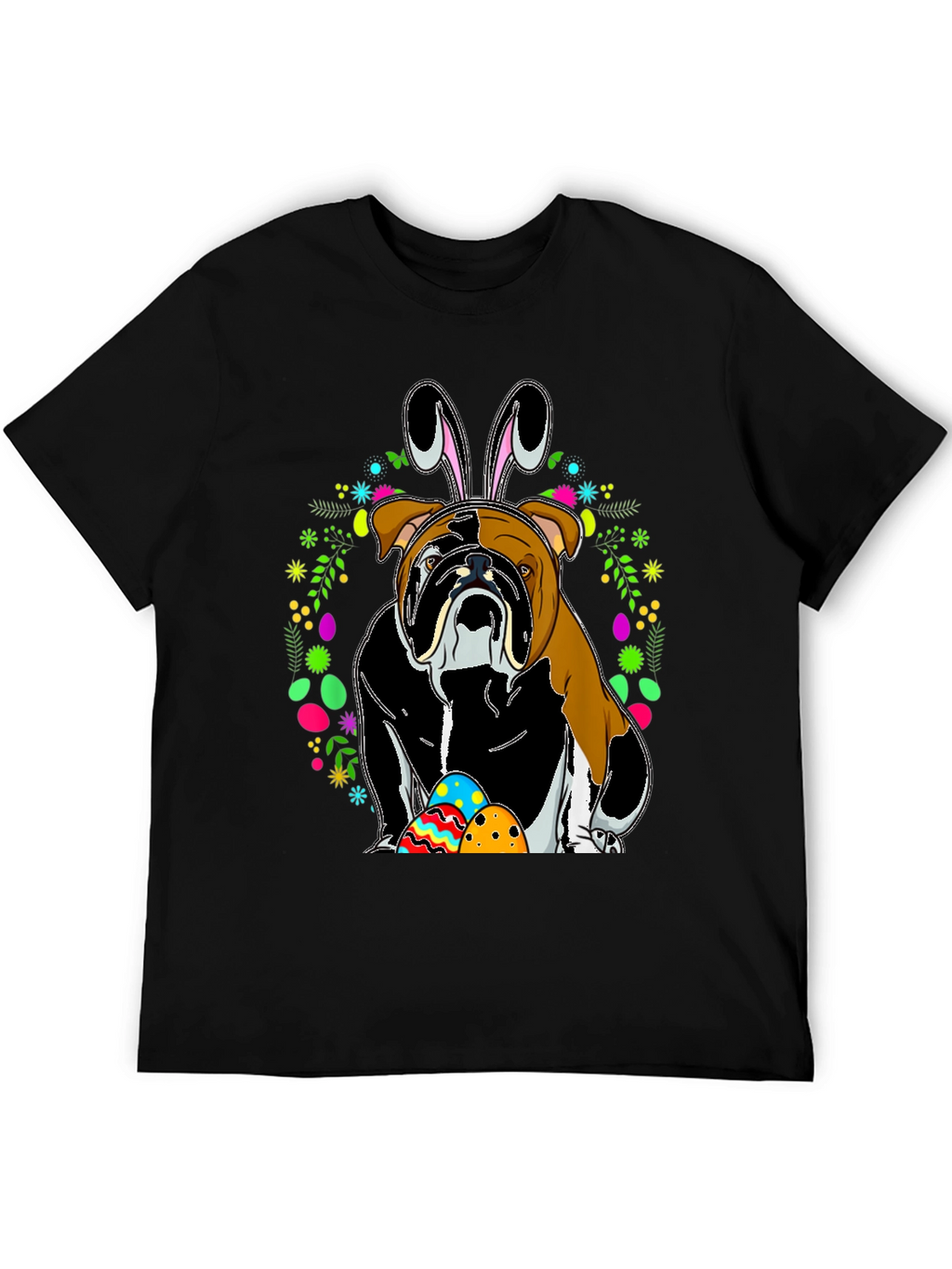 Bulldog Easter Bunny T-Shirt - Mens Black Tee
