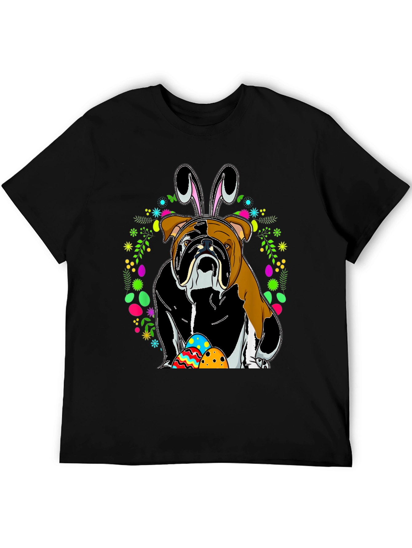 Bulldog Easter Bunny T-Shirt - Mens Black Tee