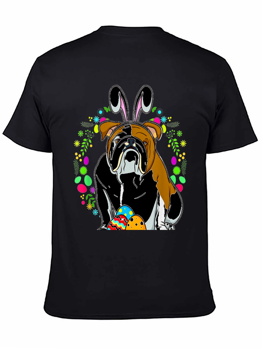 Bulldog Easter Bunny T-Shirt - Mens Black Tee