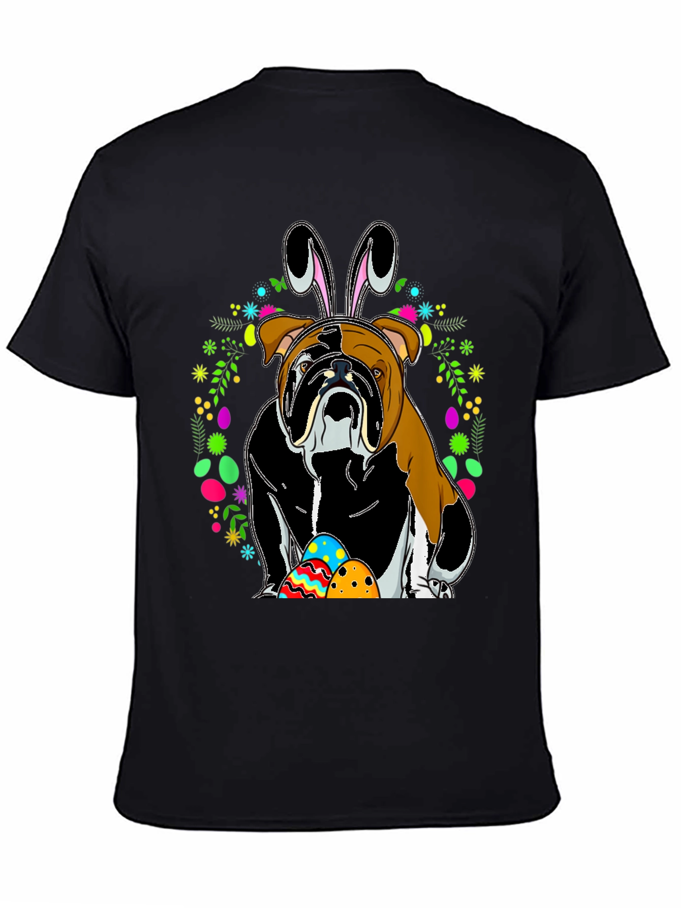 Bulldog Easter Bunny T-Shirt - Mens Black Tee