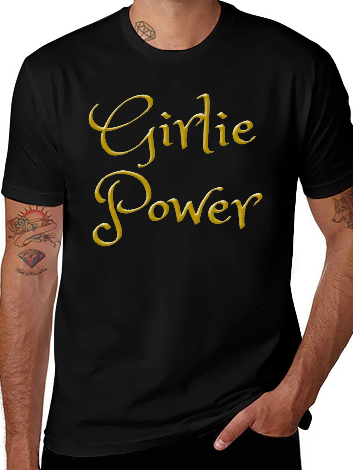 Girlie Power Graphic Tee - Black Cotton T-Shirt