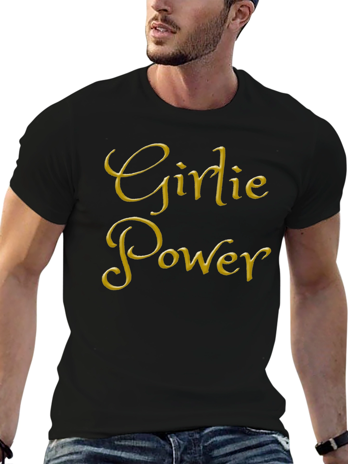 Girlie Power Graphic Tee - Black Cotton T-Shirt