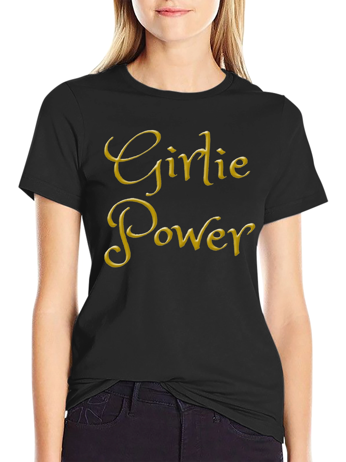 Girlie Power Graphic Tee - Black Cotton T-Shirt