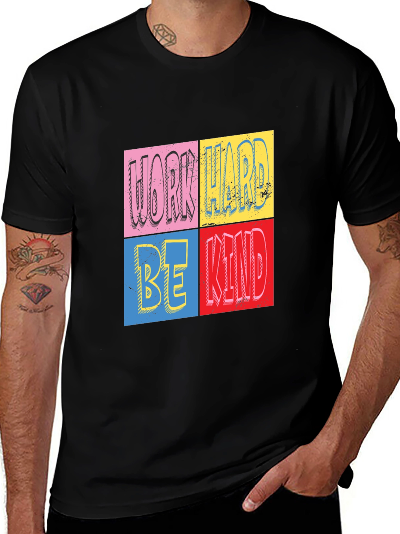 Work Hard Be Kind Graphic Tee - Black Unisex T-Shirt