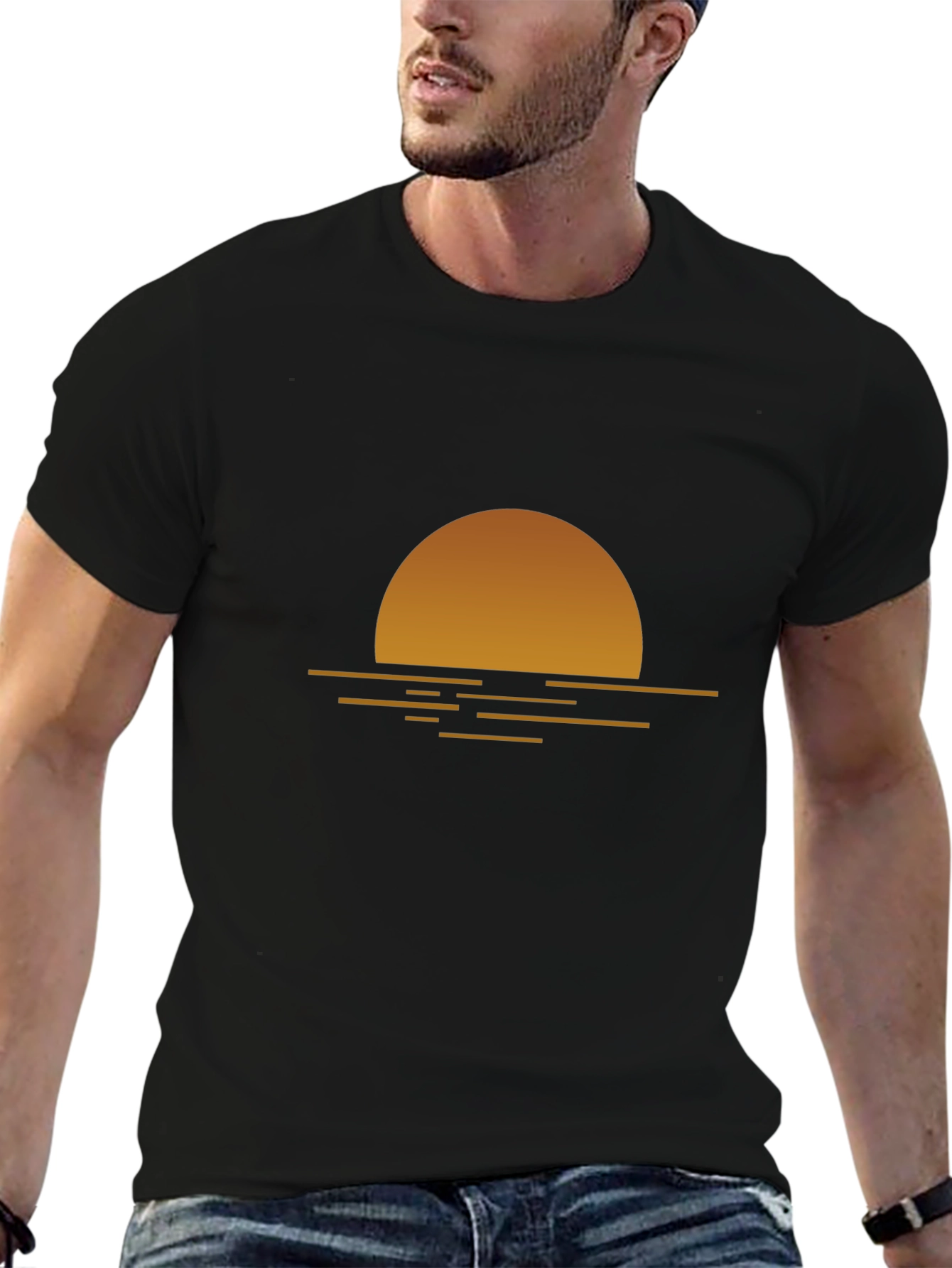 Sunset Graphic Tee - Relaxed Fit Black T-Shirt
