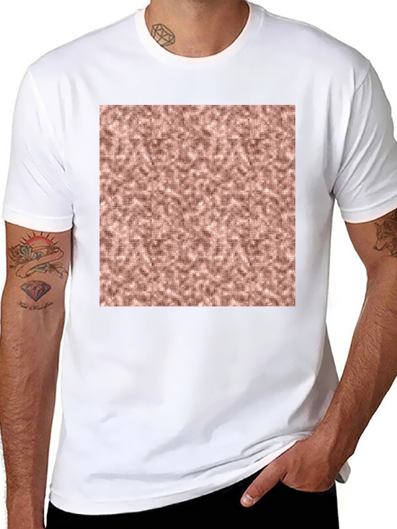 Stylish Black Tee with Abstract Square Design