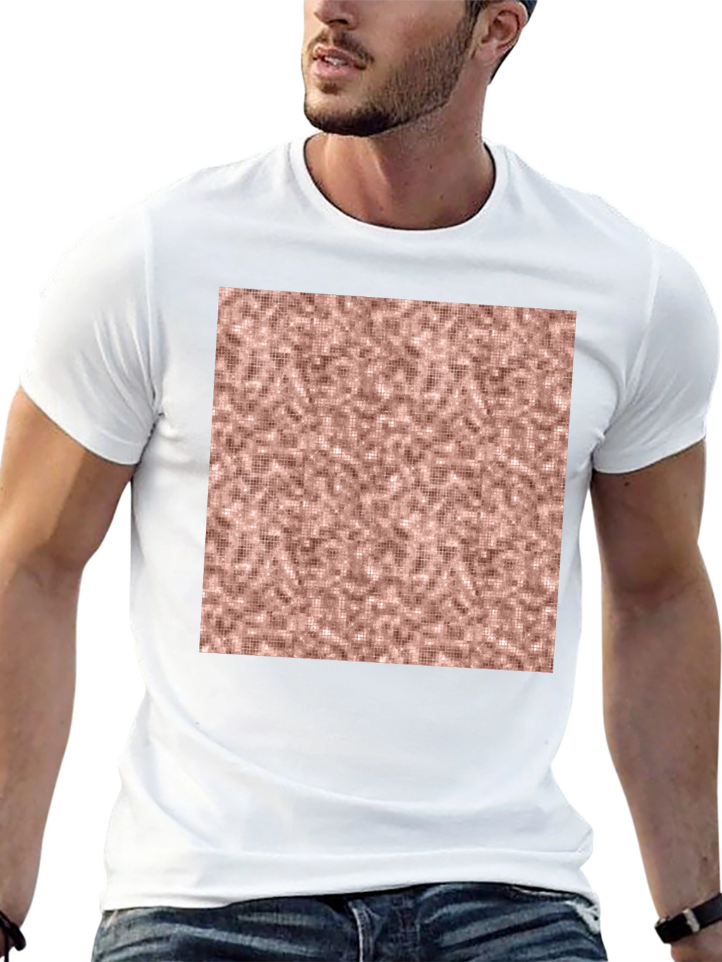 Stylish Black Tee with Abstract Square Design