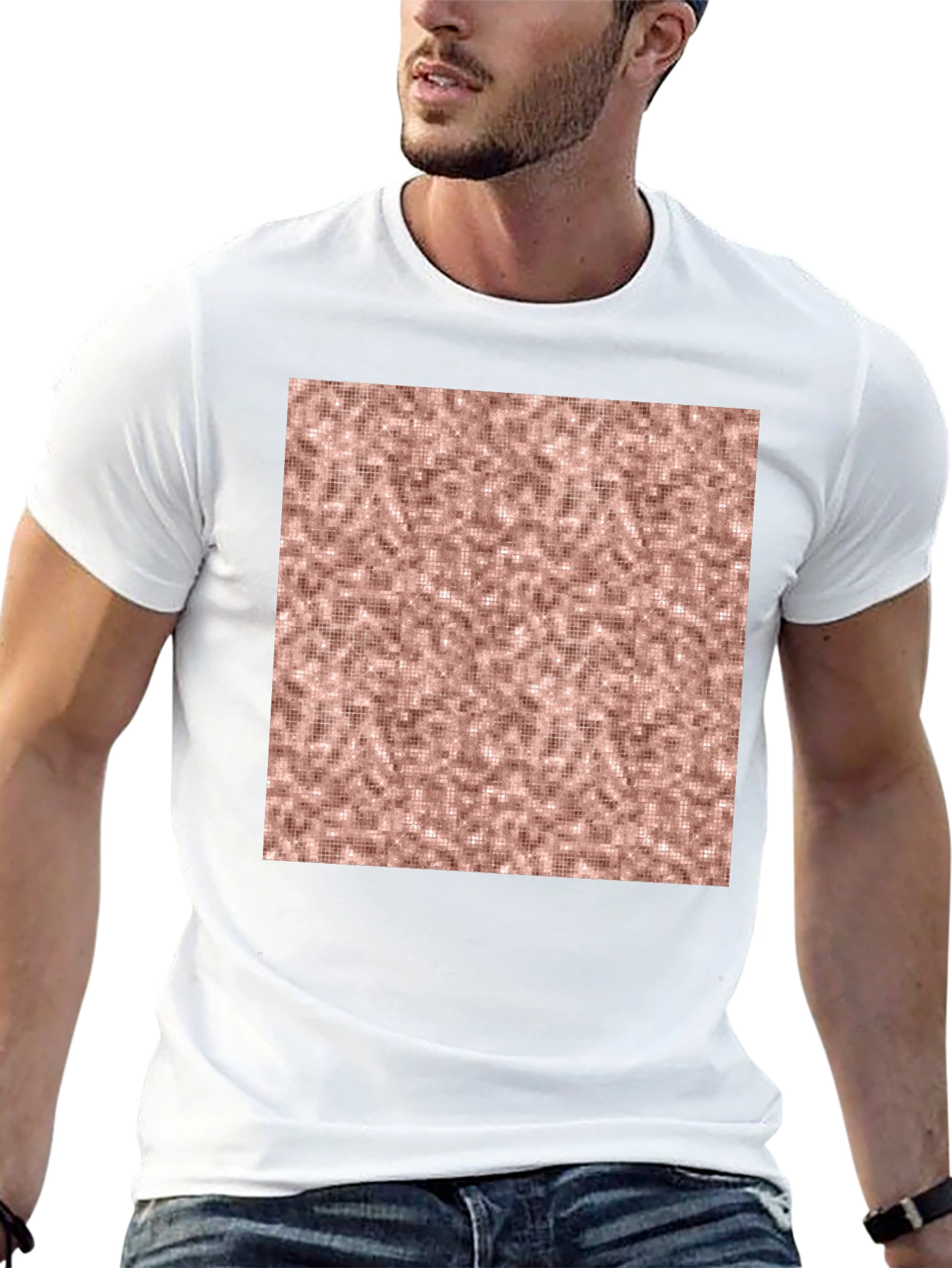 Stylish Black Tee with Abstract Square Design