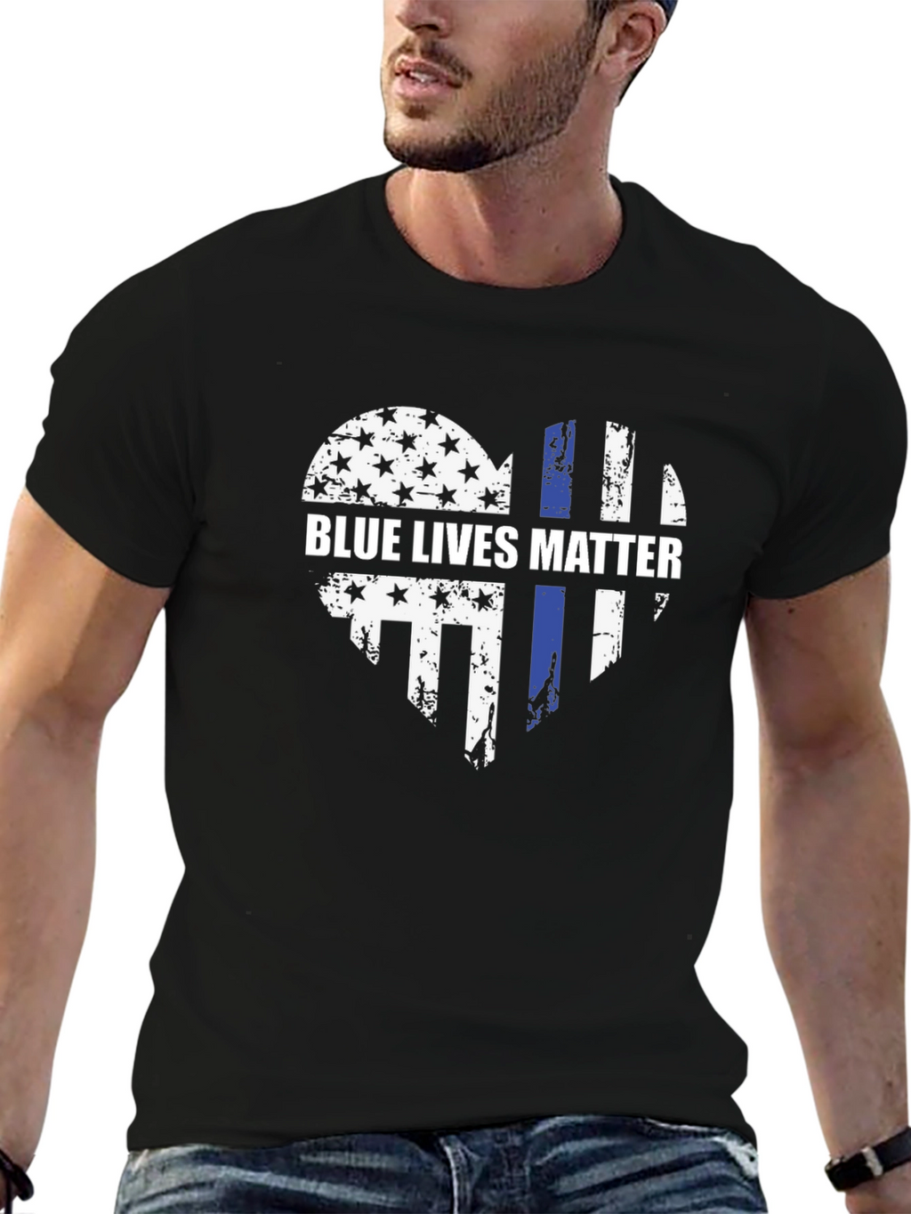 Blue Lives Matter Heart Graphic Tee