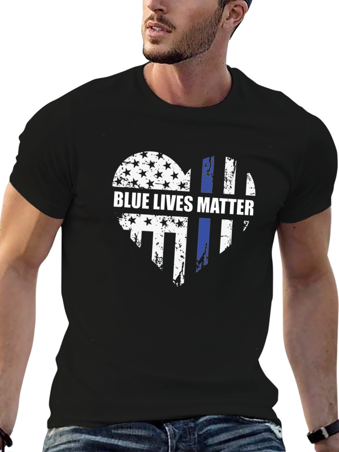 Blue Lives Matter Heart Graphic Tee