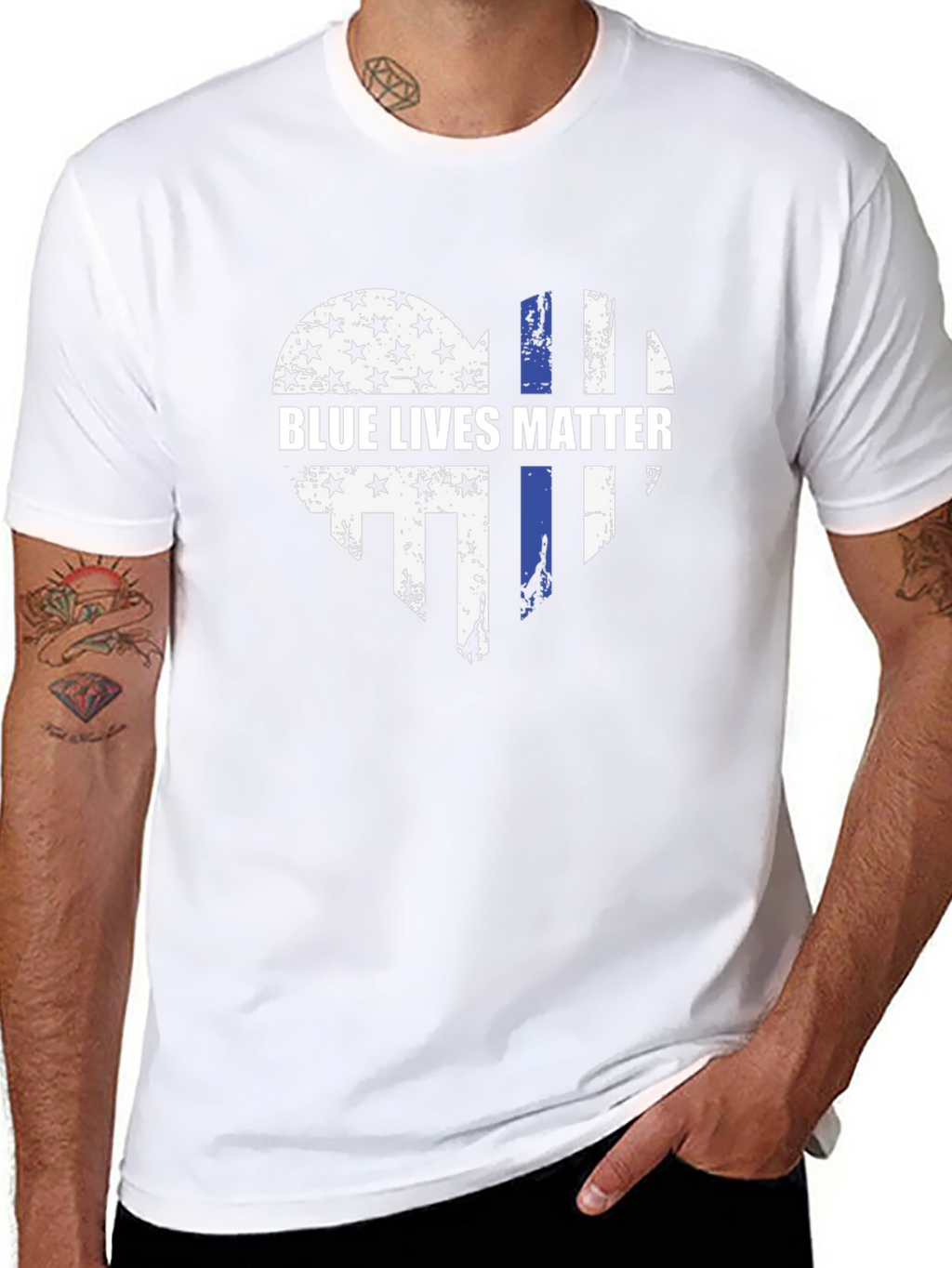 Blue Lives Matter Heart Graphic Tee