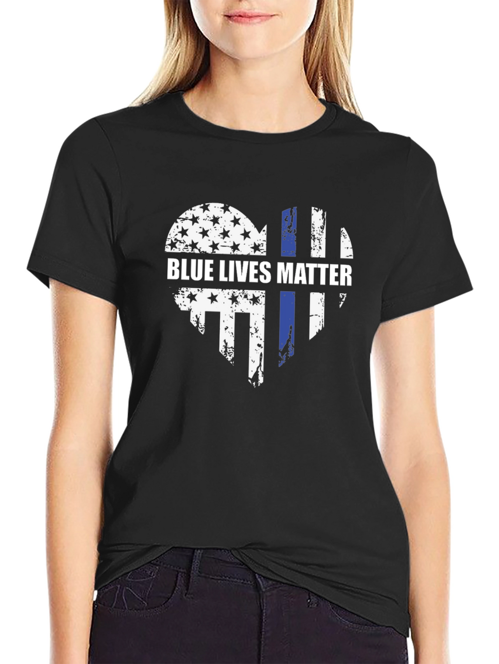 Blue Lives Matter Heart Graphic Tee