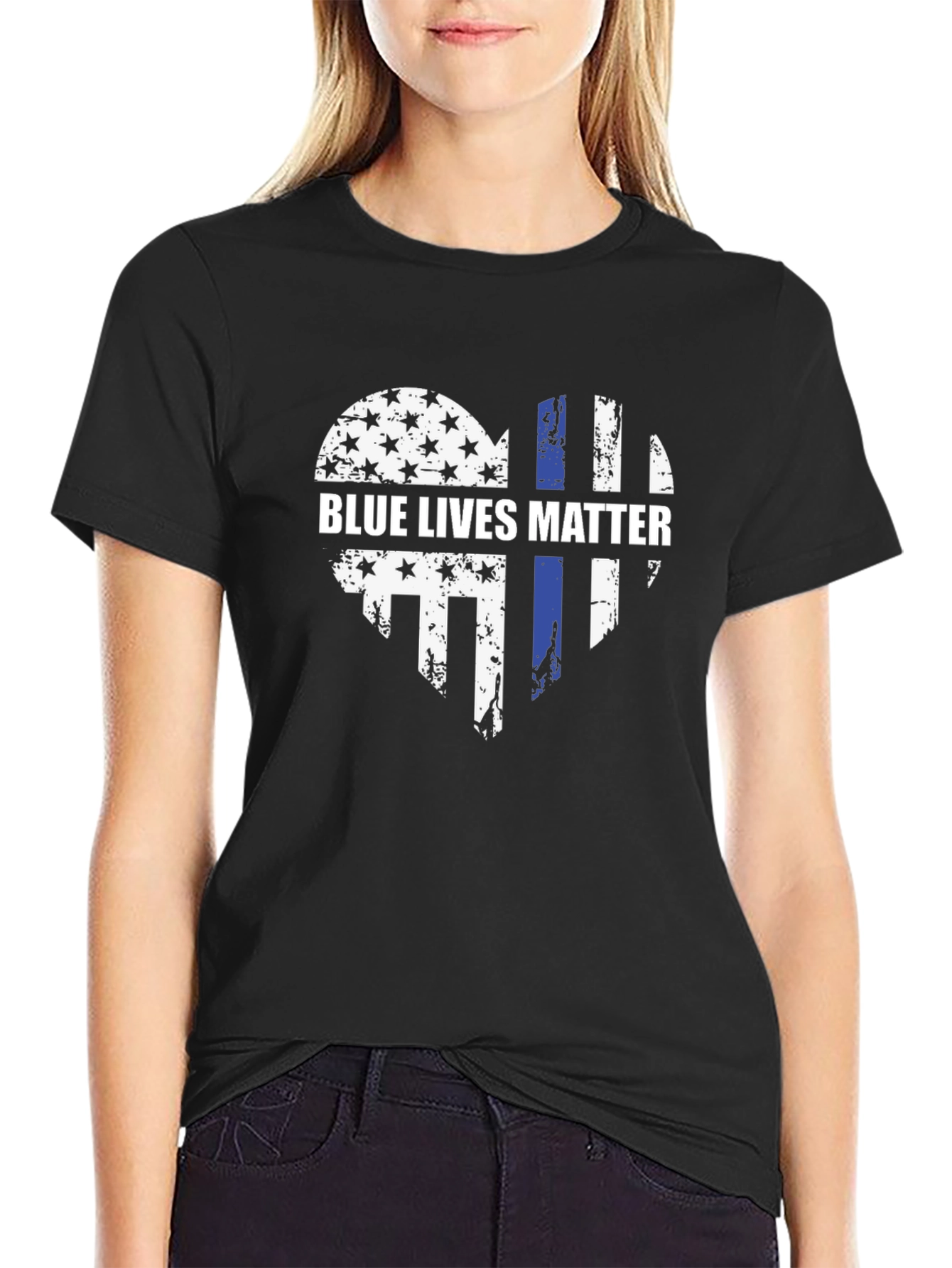 Blue Lives Matter Heart Graphic Tee