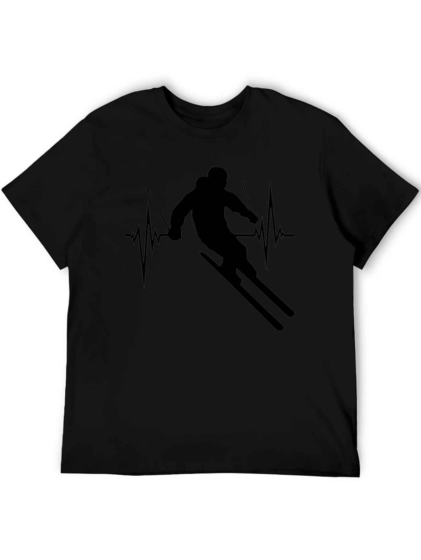 Skier Heartbeat Graphic Tee - Sporty Style