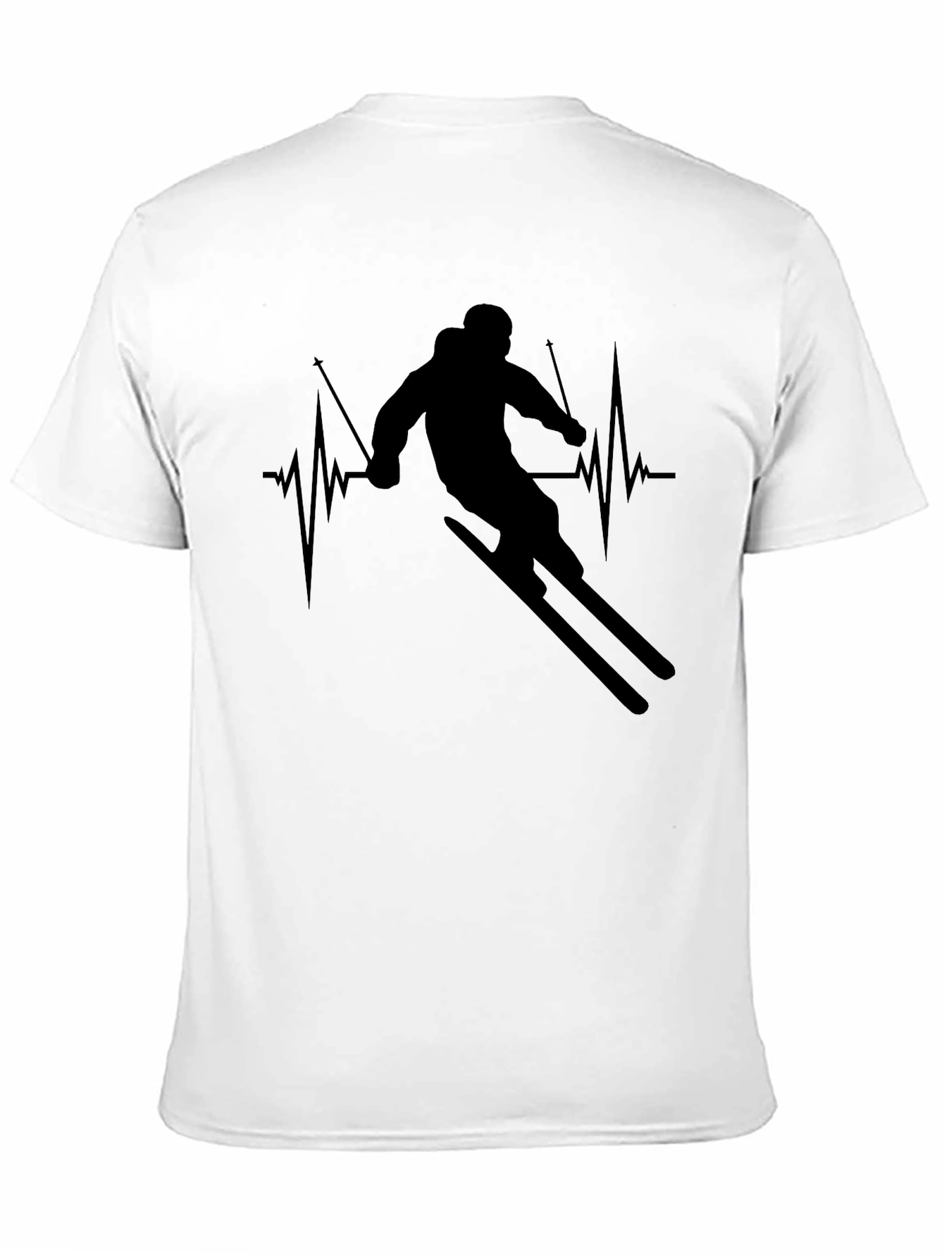 Skier Heartbeat Graphic Tee - Sporty Style