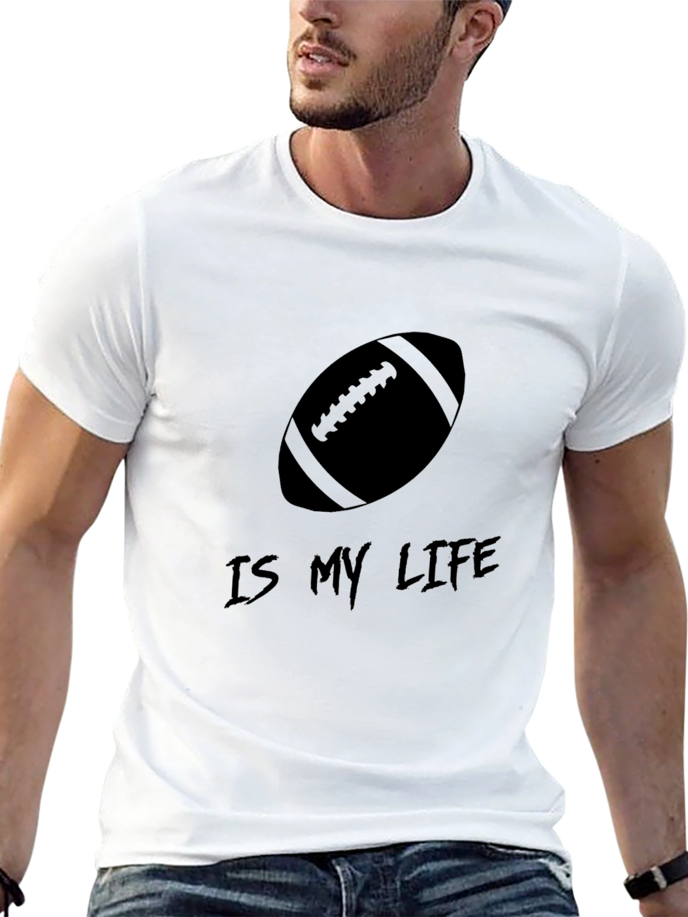 Football is My Life Black Graphic Tee