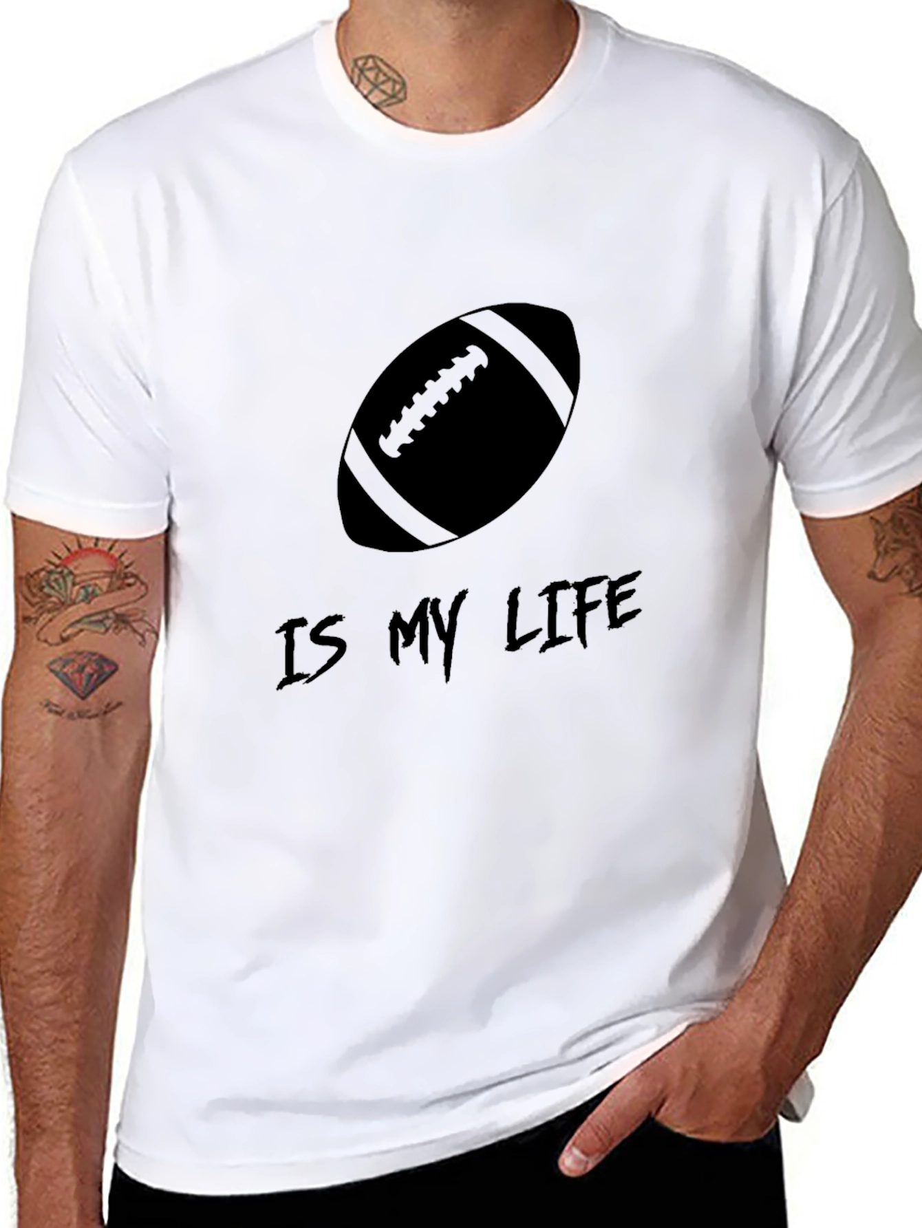 Football is My Life Black Graphic Tee
