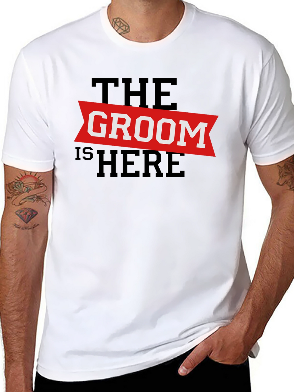 The Groom Is Here - Wedding T-Shirt