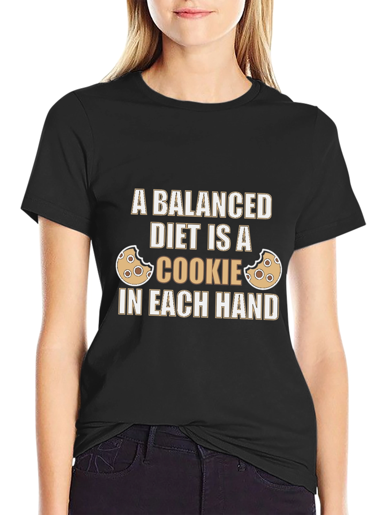 Funny Balanced Diet Cookie Graphic T-Shirt