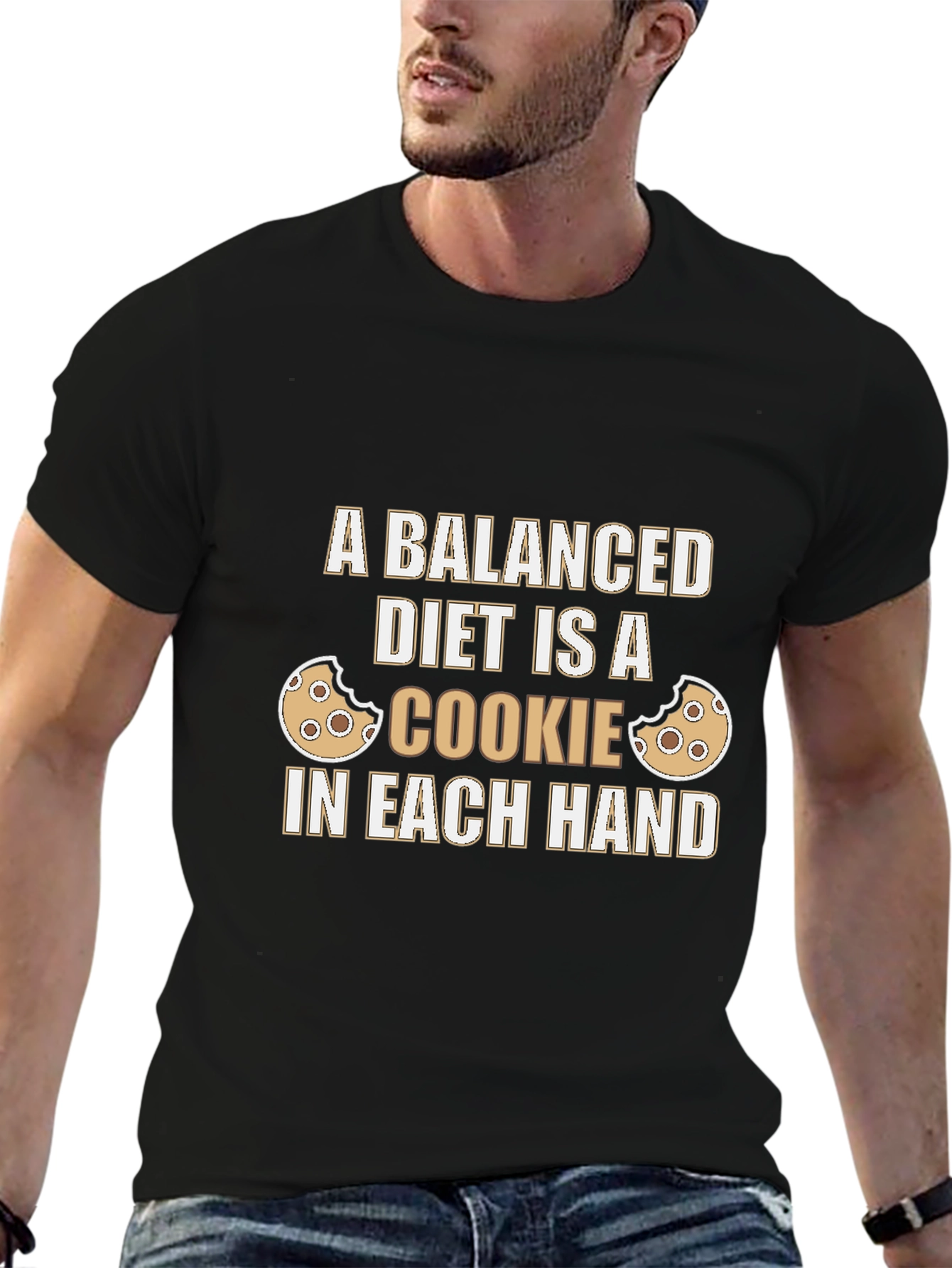 Funny Balanced Diet Cookie Graphic T-Shirt