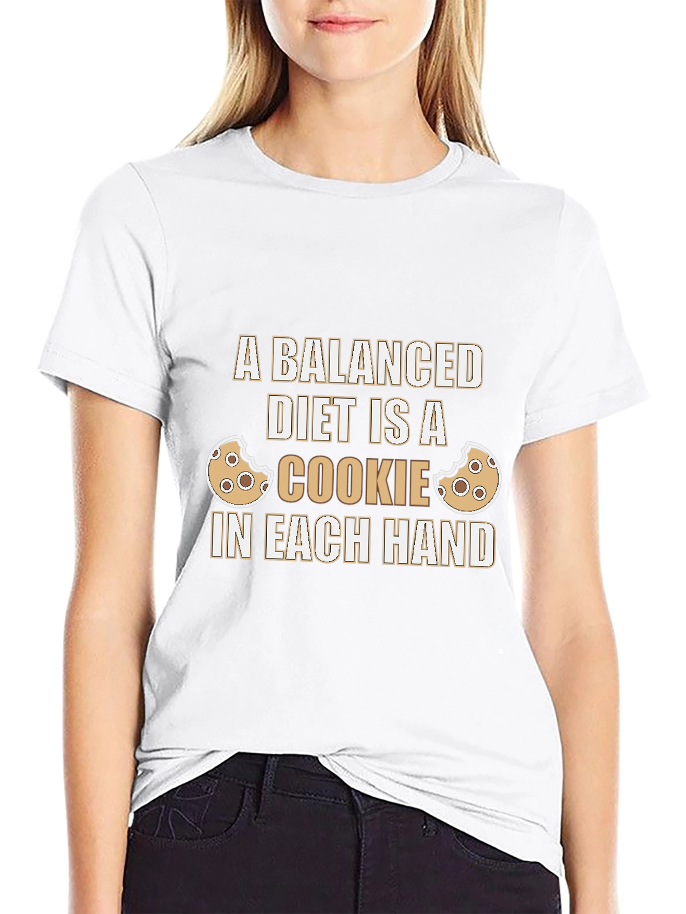 Funny Balanced Diet Cookie Graphic T-Shirt