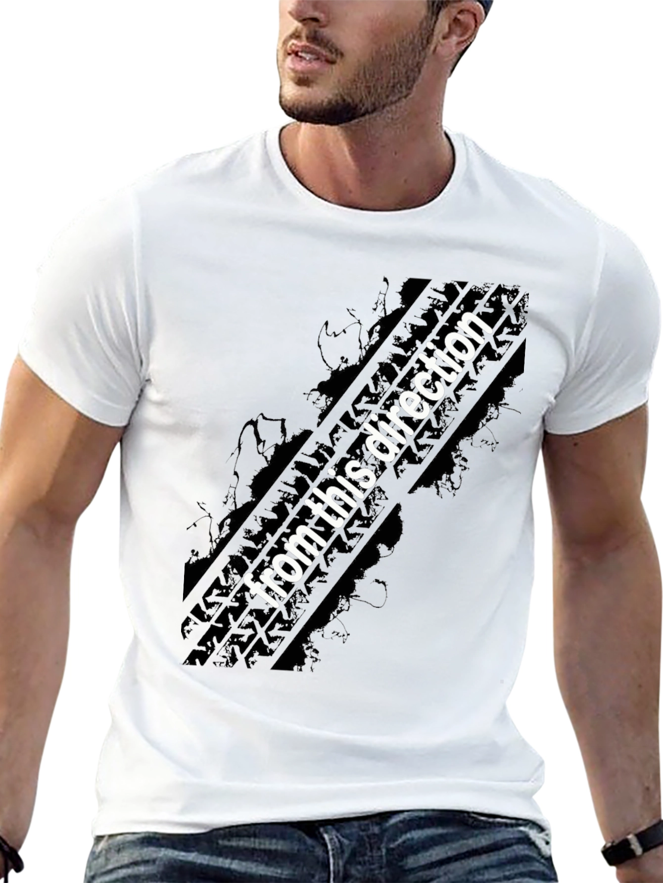 Directional Tire Track Graphic T-Shirt