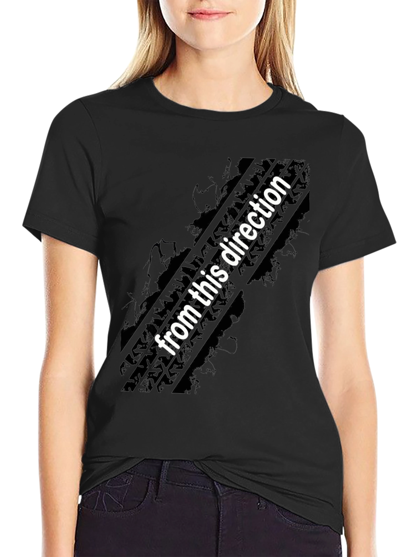 Directional Tire Track Graphic T-Shirt