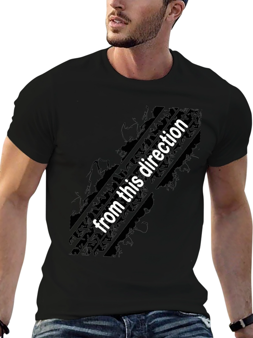 Directional Tire Track Graphic T-Shirt
