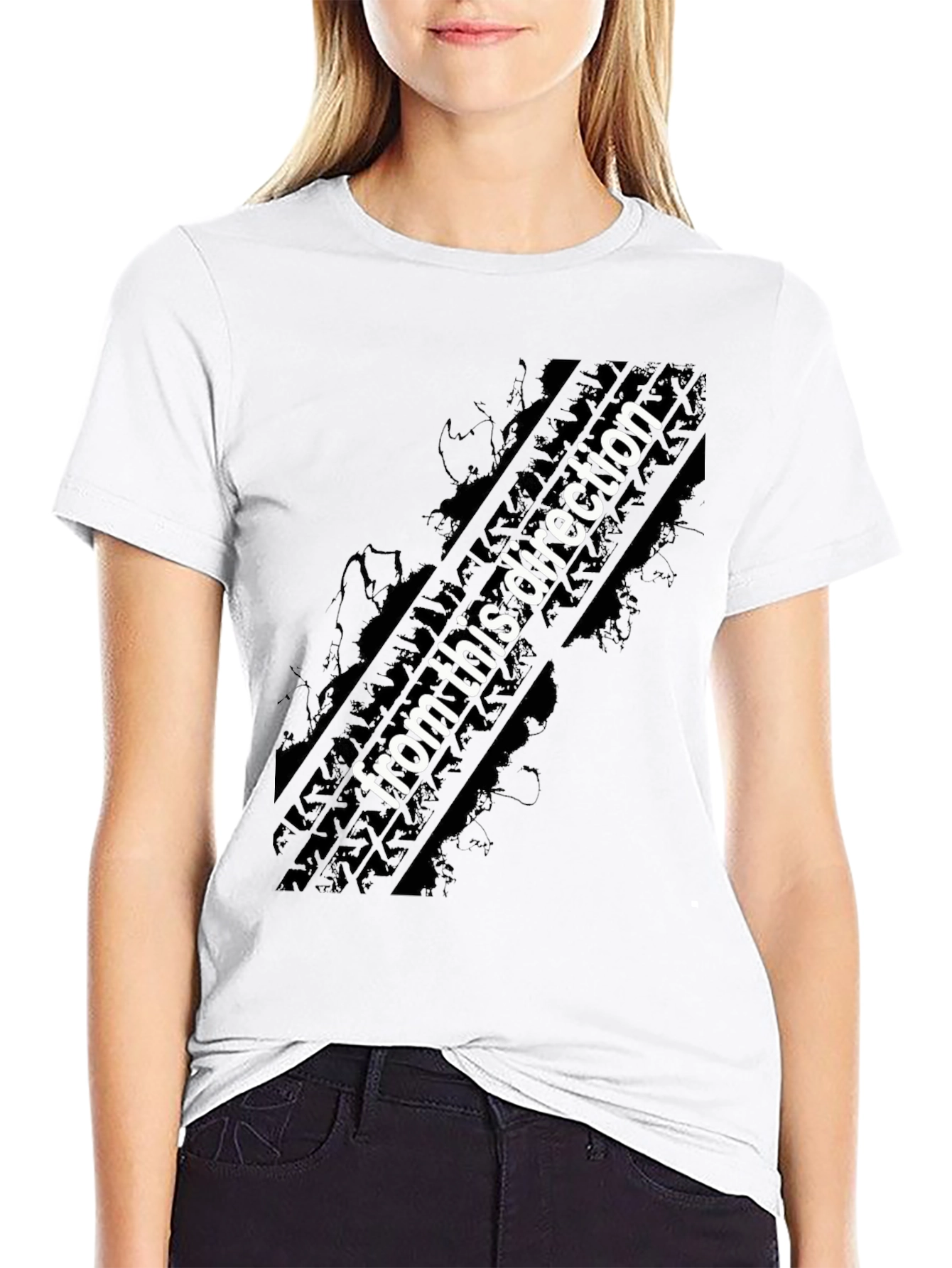 Directional Tire Track Graphic T-Shirt