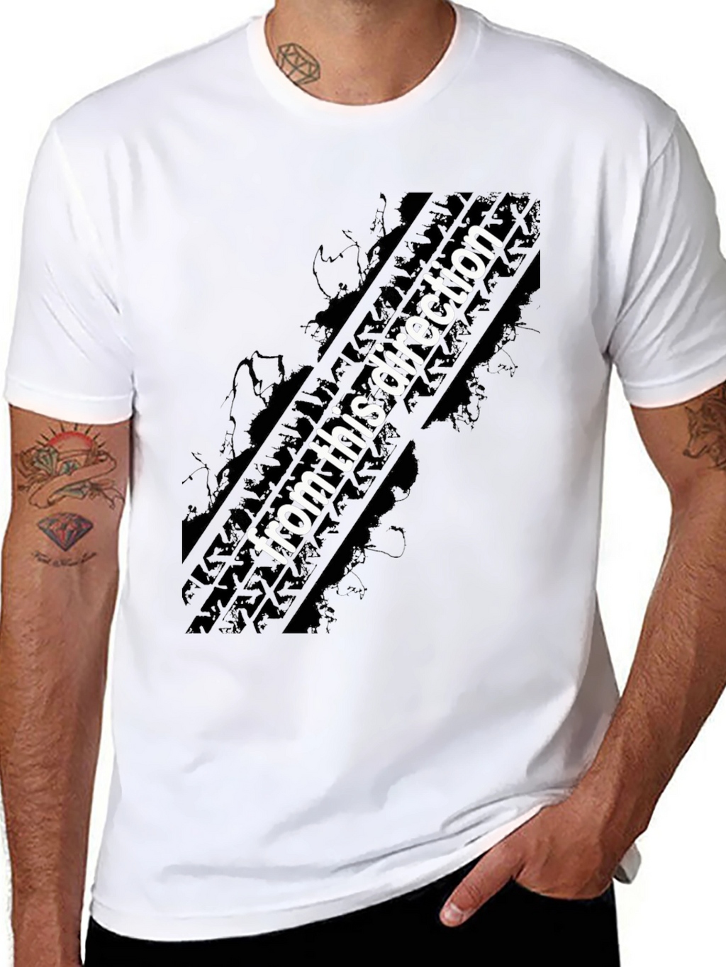 Directional Tire Track Graphic T-Shirt