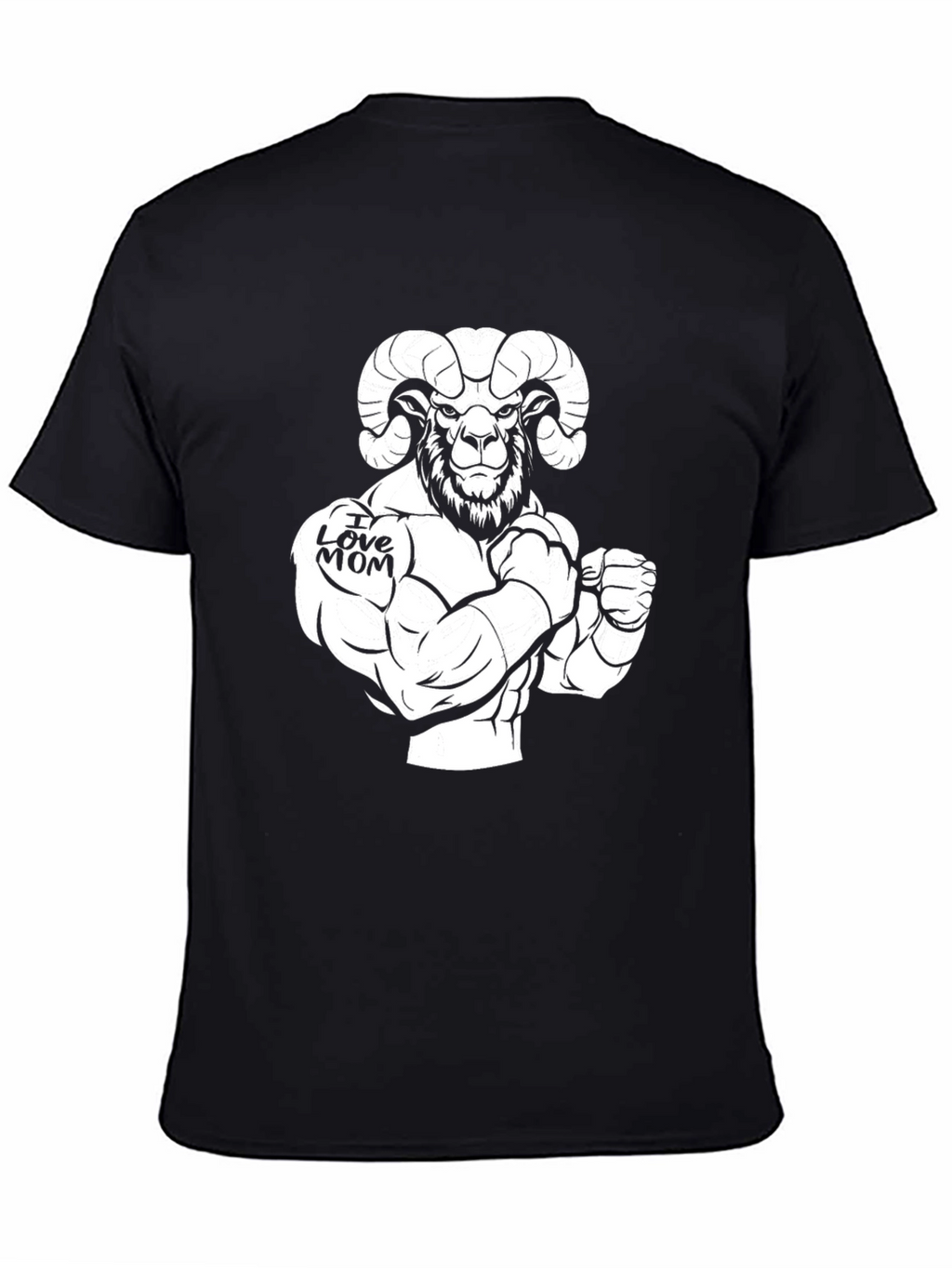 I Love Mom Ram Graphic Black T-Shirt