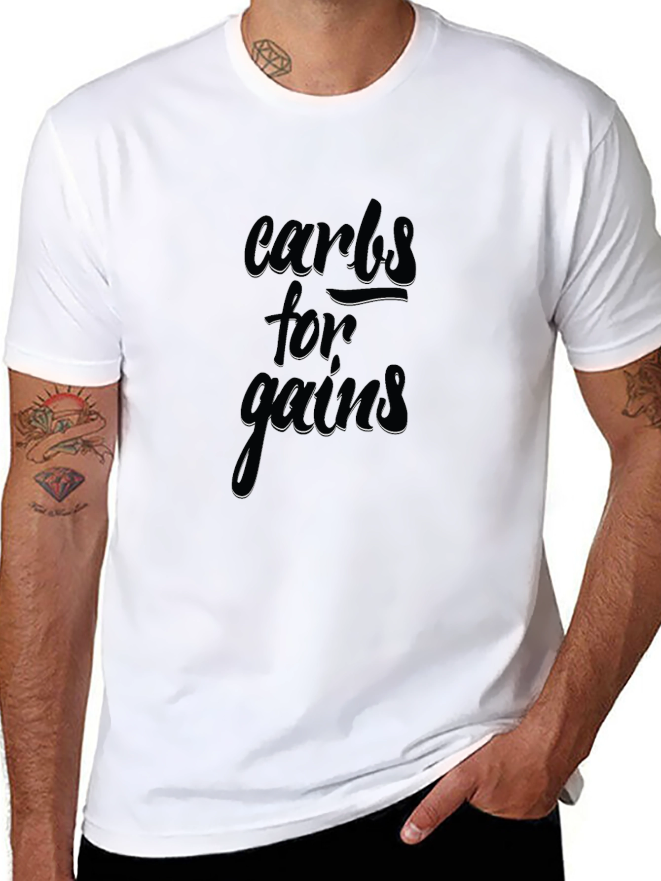 Carbs for Gains Black Graphic T-Shirt