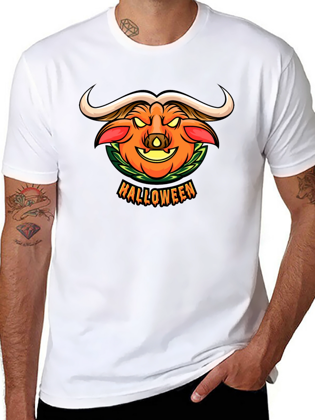 Halloween Pumpkin Buffalo Graphic T-Shirt