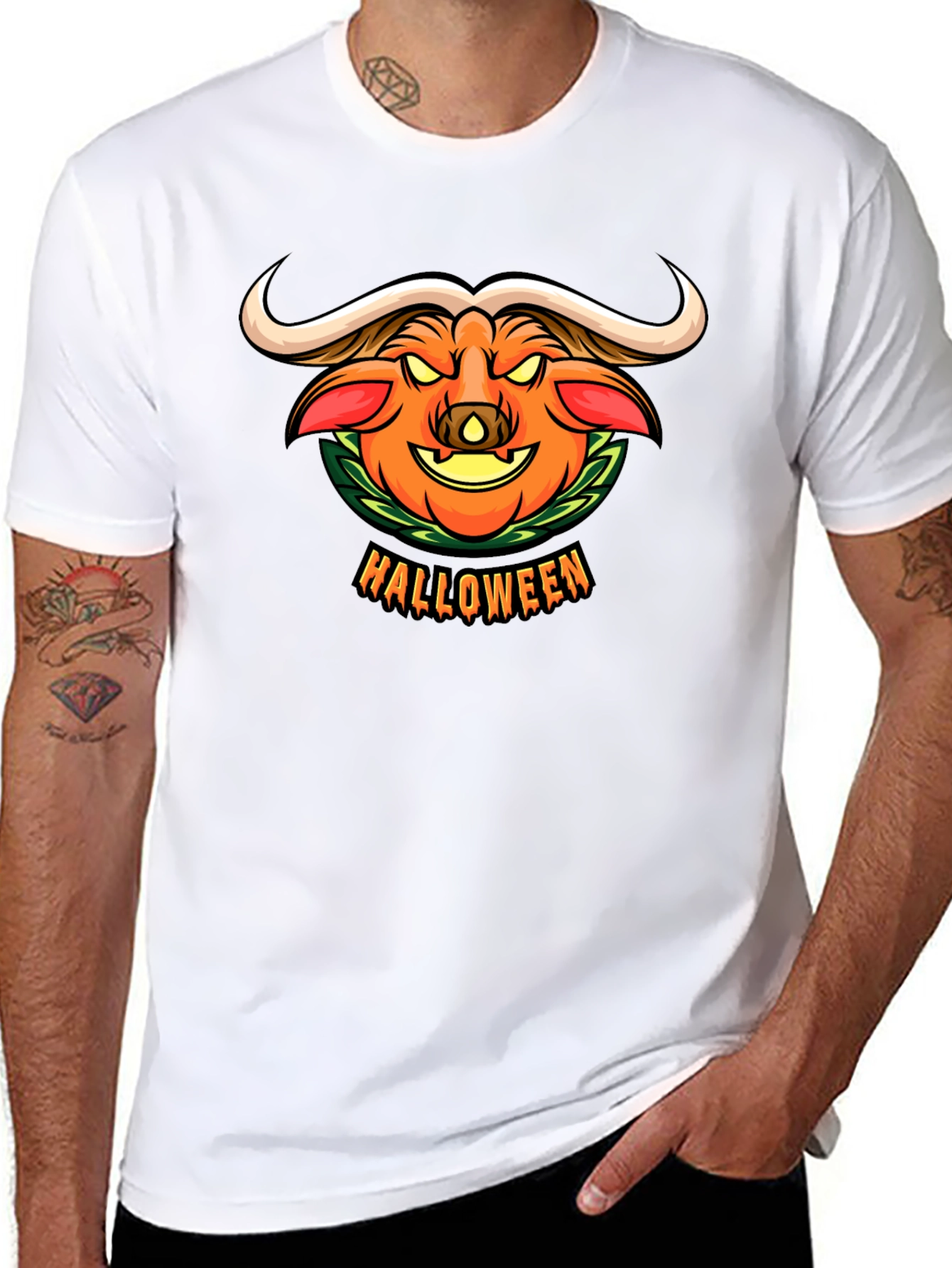 Halloween Pumpkin Buffalo Graphic T-Shirt