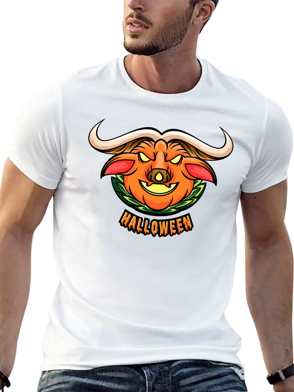 Halloween Pumpkin Buffalo Graphic T-Shirt