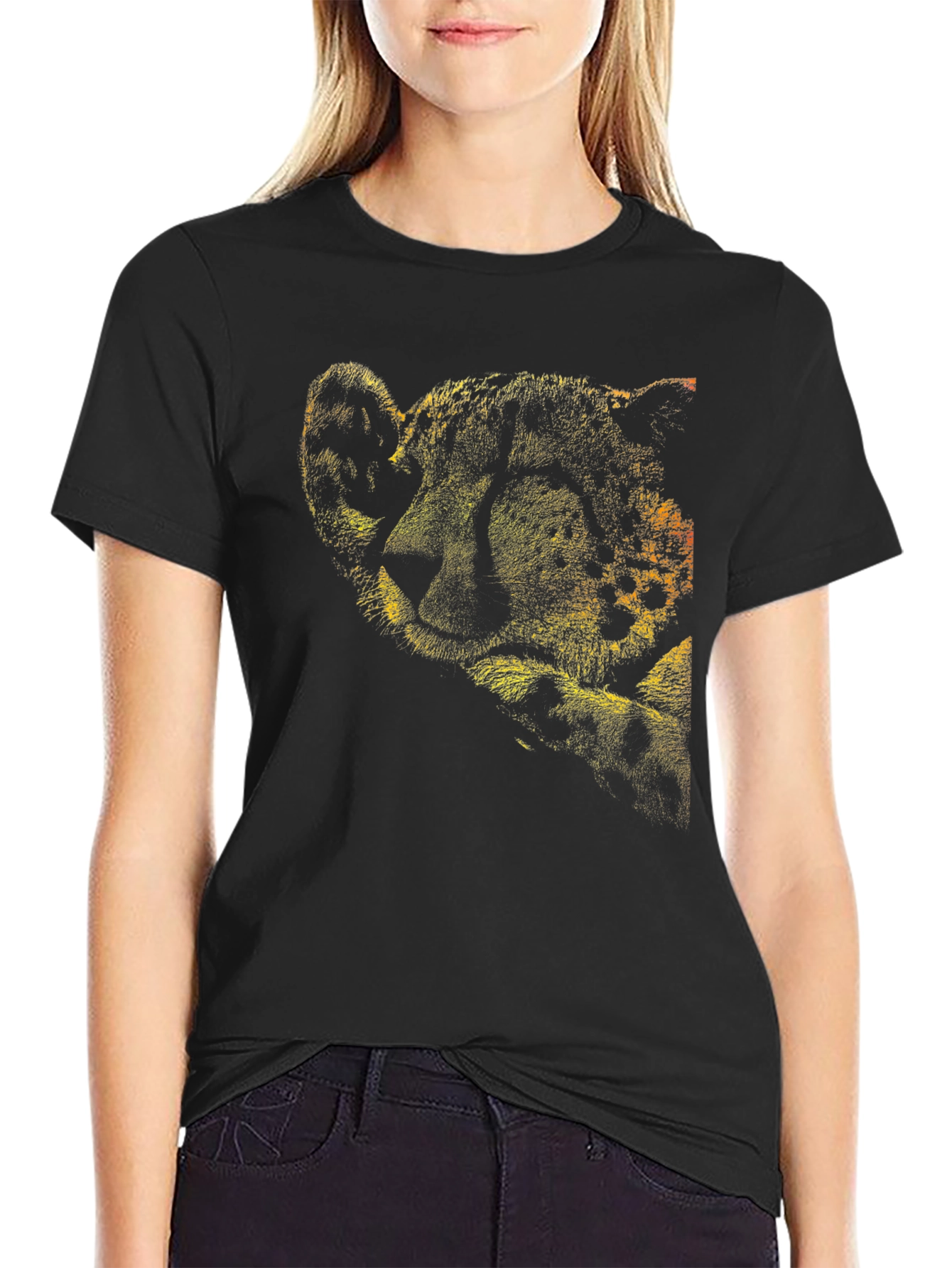 Cheetah Print Crew Neck T-Shirt