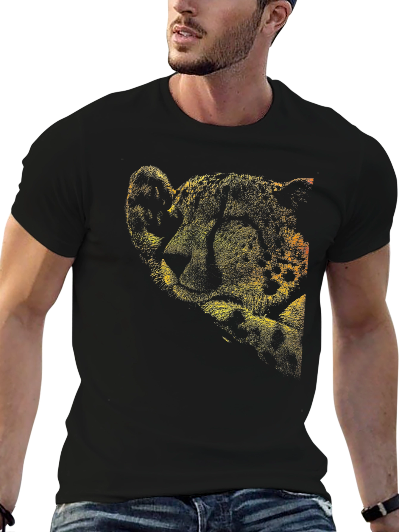 Cheetah Print Crew Neck T-Shirt