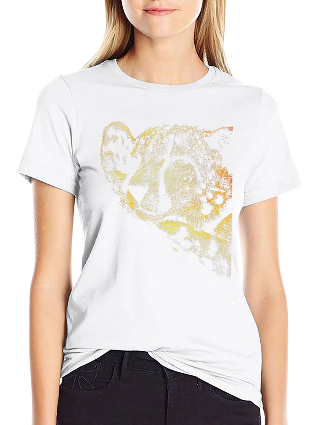 Cheetah Print Crew Neck T-Shirt