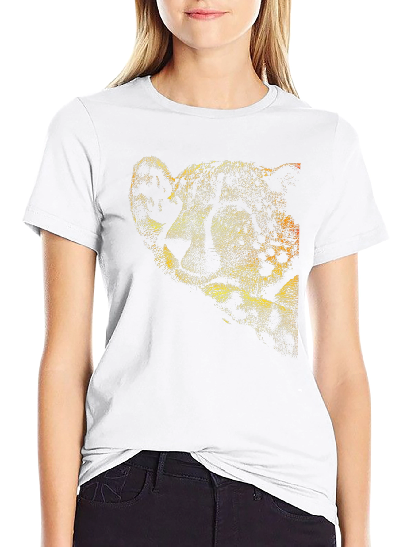 Cheetah Print Crew Neck T-Shirt